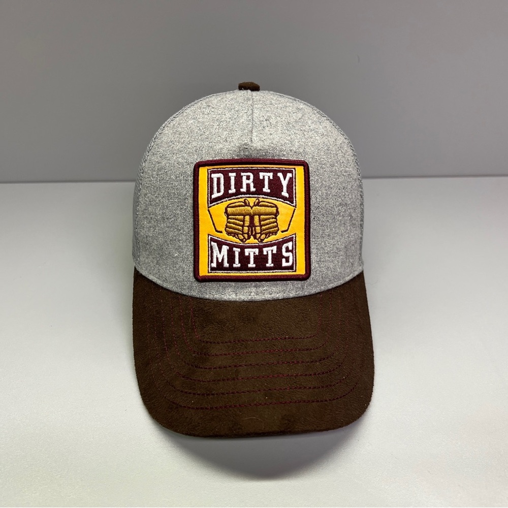 Gongshow Hockey Dirty Mitts Hat Grey Brown Mesh Snapback Trucker Cap Adult Gray